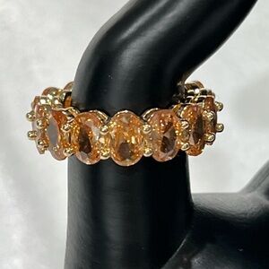 SWAROVSKI ELEMENTS CLASSY AMBER CRYSTAL RING SIZE 8